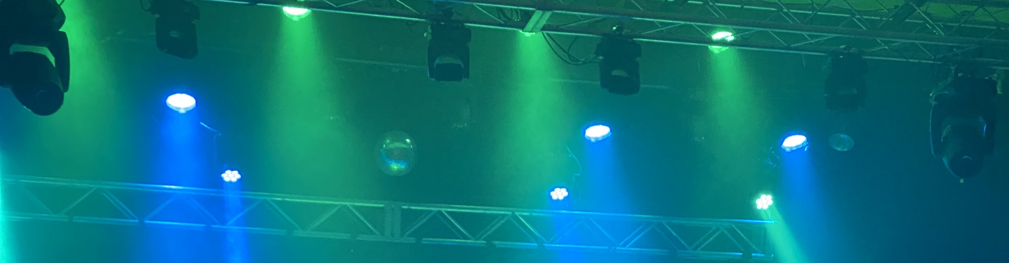 blue and green theater stage lights Spokane