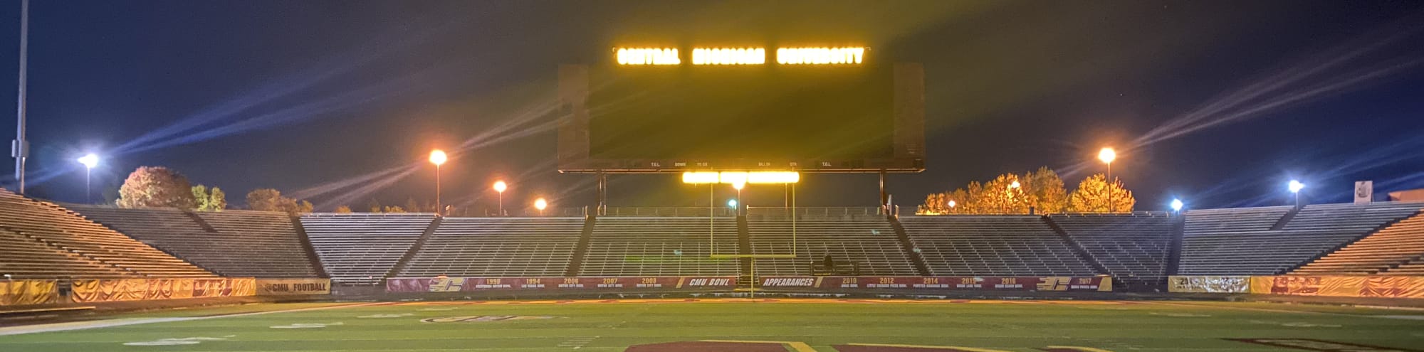 empty football stadium at night under the lights Spokane